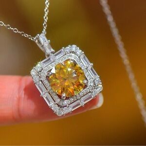 🔥5CT Certified Moissanite  Excellent Cut Sparkling Necklace Women 45Cm